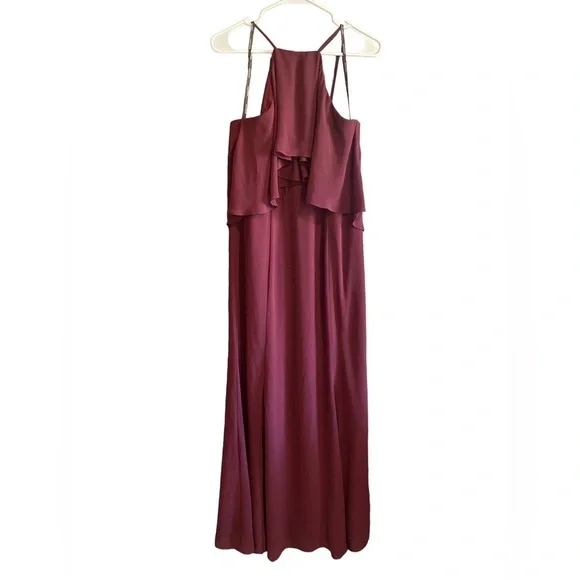 Bill Levkoff Burgundy Bridesmaids Maxi Dress, Size 12 - Picture 2 of 7